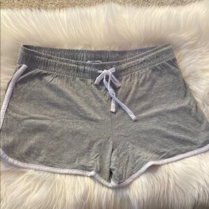 Charlotte Russe Gray and White Athletic Shorts with Curved Hem